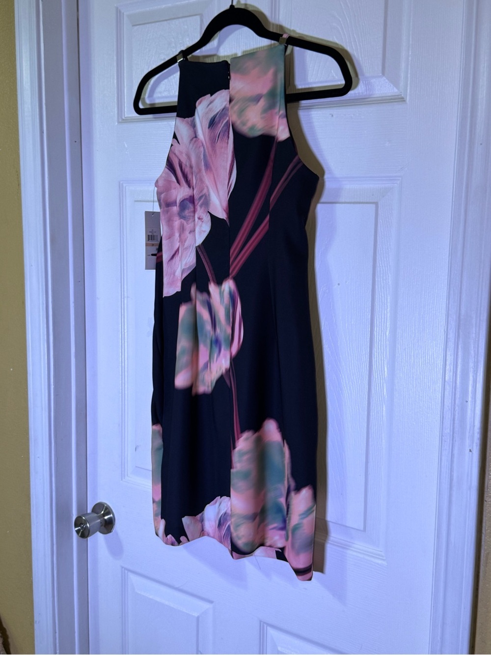 DKNY Black Mini Dress with Pink Floral Print - Picture 7 of 10